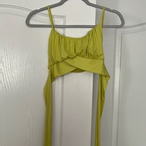 Brand is Endless Blu cropped chartreuse top that ties in that back, size small